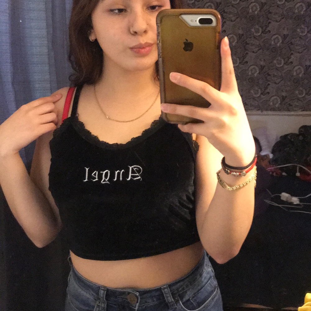 Black “Angel” crop top